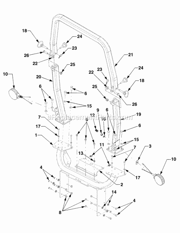 Rops Foldable Diagram and Parts List for 5254E 54AE542-710, 54BE542-710, 54CE542-710 Cub Cadet Lawn Tractor